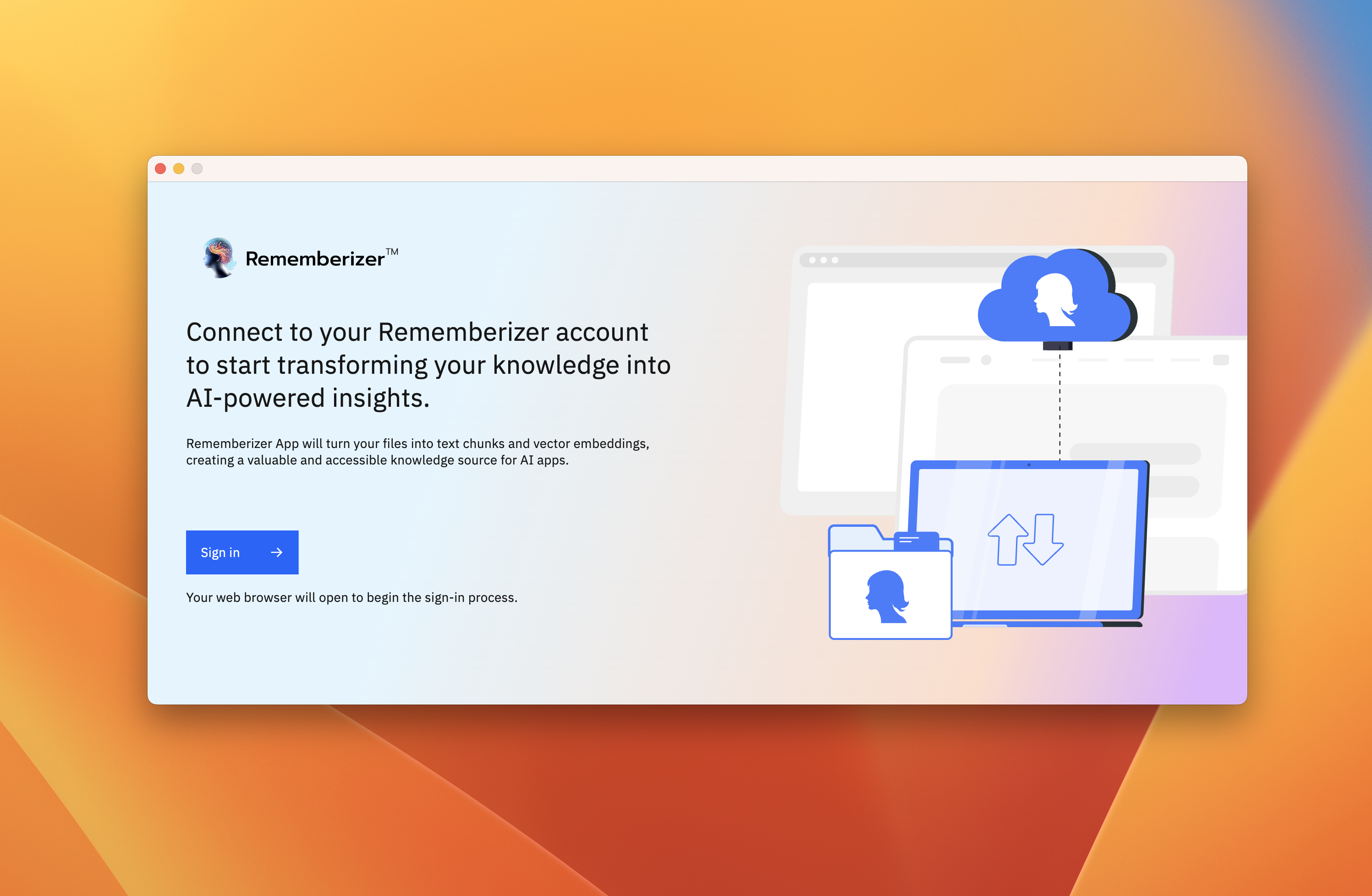 Rememberizer 앱 로그인 화면