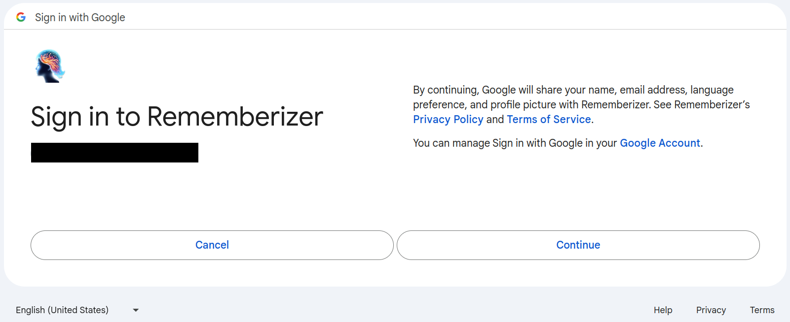 Google 앱 검증 화면