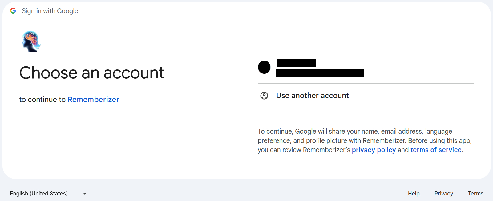Google 계정 선택