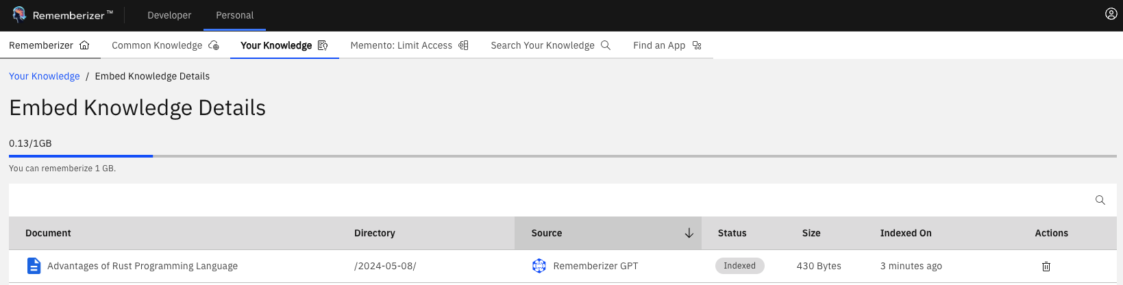임베드 지식 세부정보