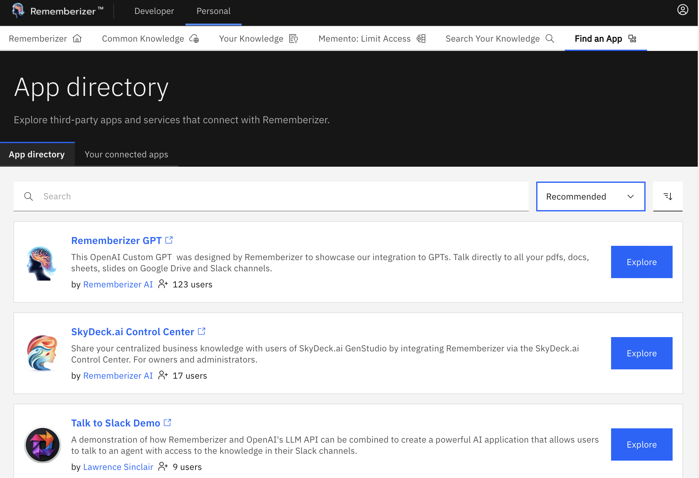 앱 디렉토리 페이지